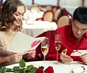 Lovers dating at the restaurant Stock Photo 06