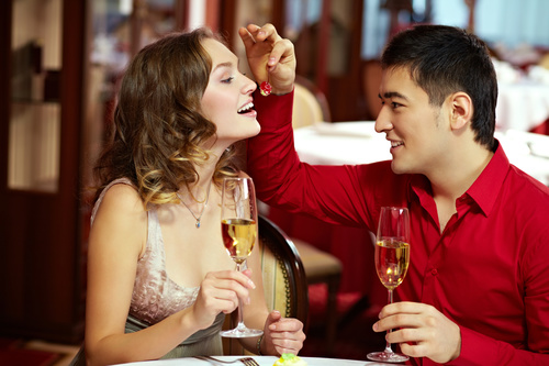 Lovers dating at the restaurant Stock Photo 07