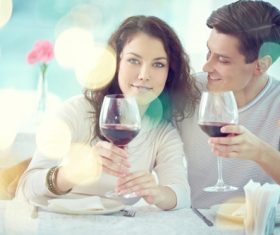 Lovers dating at the restaurant Stock Photo 08