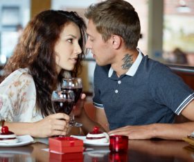 Lovers dating at the restaurant Stock Photo 09