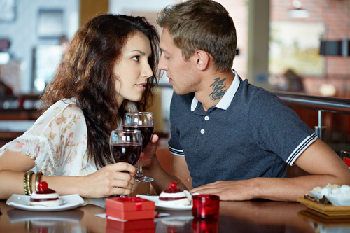 Lovers dating at the restaurant Stock Photo 09