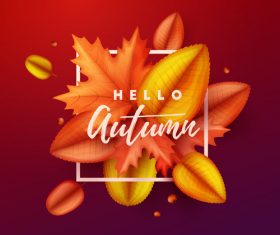 Maple leaves with red autumn background vector 03