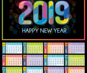 Modern 2019 calendar template vector material 01