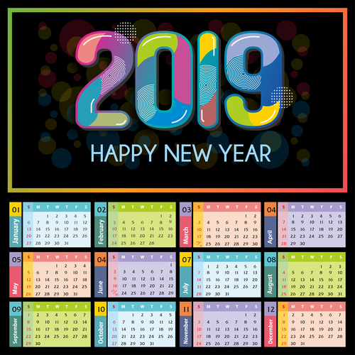 Modern 2019 calendar template vector material 01
