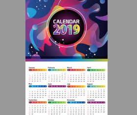 Modern 2019 calendar template vector material 02