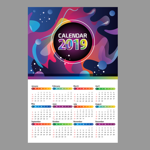 Modern 2019 calendar template vector material 02