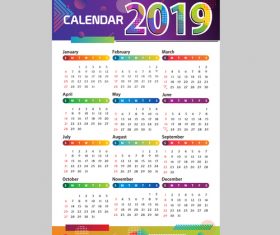 Modern 2019 calendar template vector material 03