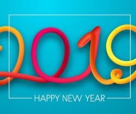 Modern 2019 new year background art vector