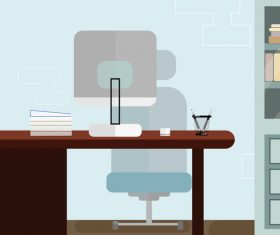 Modern office furnishings vector