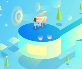 Music festival piano stereo blue green gradient wind illustration vector
