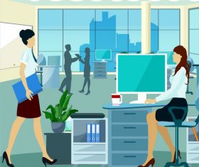 Office busy people working vector