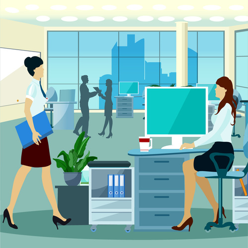 Office busy people working vector