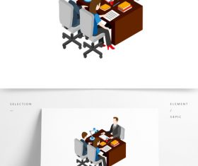 Office scene illustration vector hand drawing