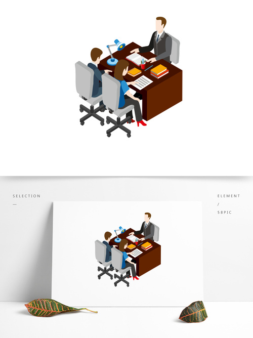 Office scene illustration vector hand drawing