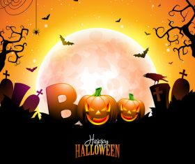 Orange halloween background vectors 01