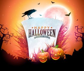 Orange halloween background vectors 02