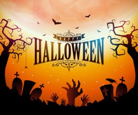 Orange halloween background vectors 03