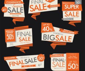 Orange sale banners and labels vector set
