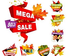 Origami autumn sale labels vectors set