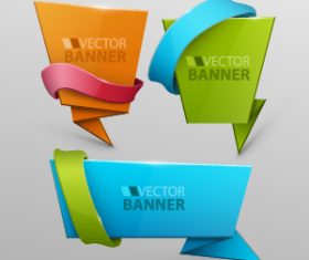 Origami banner template colored vector 01