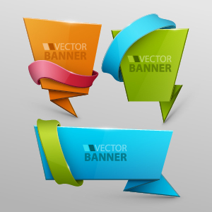 Origami banner template colored vector 01