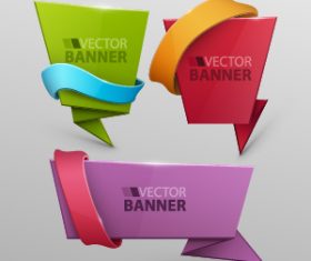 Origami banner template colored vector 02