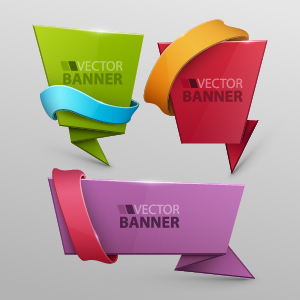 Origami banner template colored vector 02