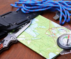 Outdoor survival essential items Stock Photo 01