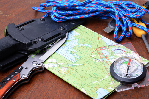 Outdoor survival essential items Stock Photo 01