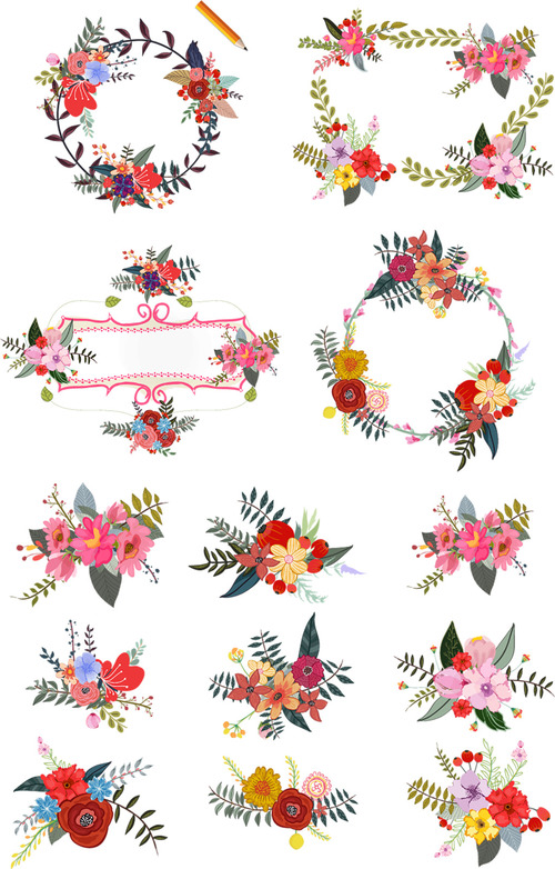 Pastel flowers fashion petals vector material
