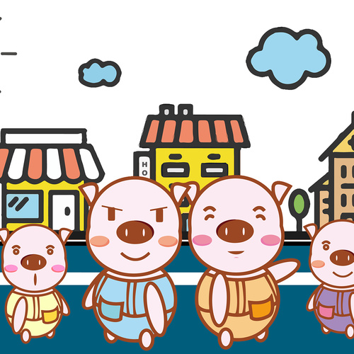 Pig family cartoon illustration vector