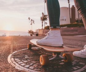 Play skateboarding girl Stock Photo