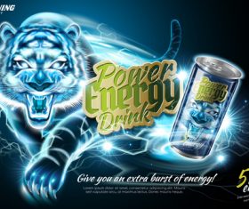 Power energy drink poster template creative vector 01