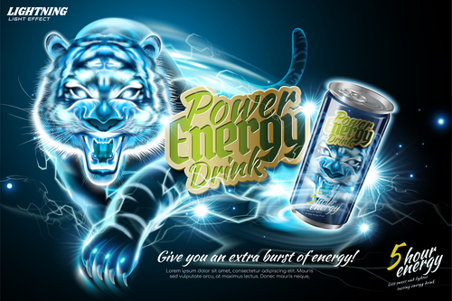 Power energy drink poster template creative vector 01