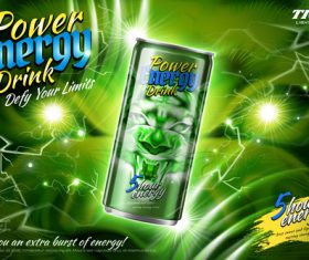 Power energy drink poster template creative vector 03