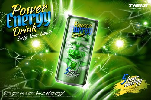 Power energy drink poster template creative vector 03