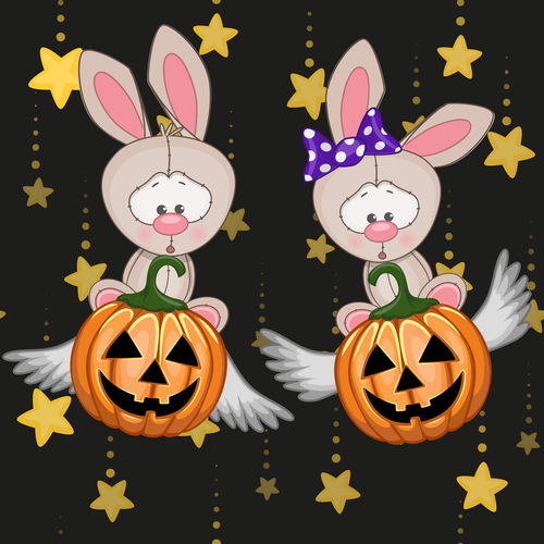 Rabbit and halloween card vector