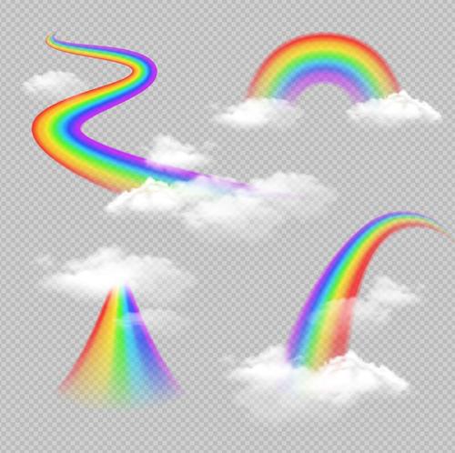 Rainbow with cloud illustration vector 01