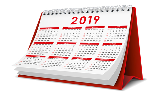 Red 2019 desk calendar template vector 03 free download