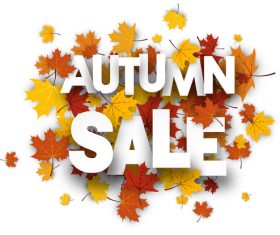 Red autumn leaves with sale background vector 02