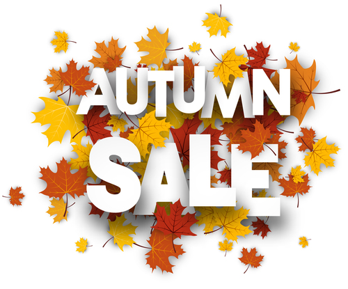 Red autumn leaves with sale background vector 02