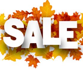 Red autumn leaves with sale background vector 03
