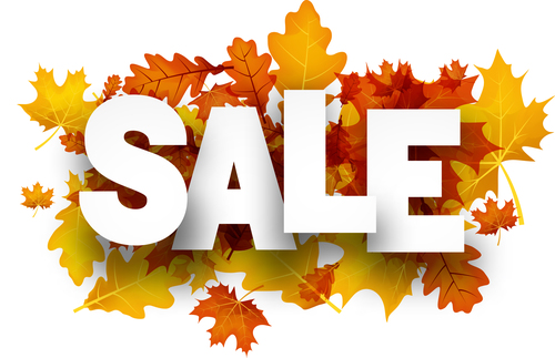 Red autumn leaves with sale background vector 03
