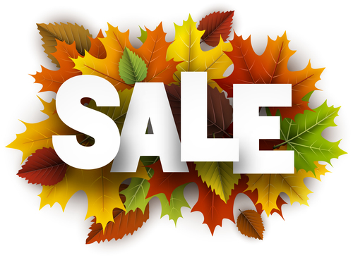 Red autumn leaves with sale background vector 05