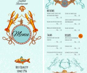 Restaurant seafood menu price list vector