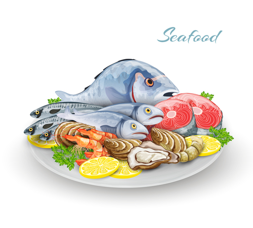 Restaurant seafood vector illustration material