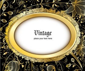 Retro luxury background with golden decorative vector 02