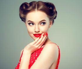 Retro styling beautiful girl Stock Photo 03