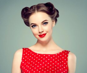 Retro styling beautiful girl Stock Photo 06
