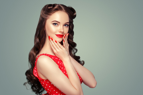 Retro styling beautiful girl Stock Photo 07